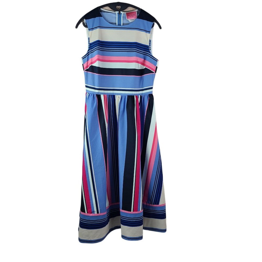 Kate Spade Blue and Pink Striped Midi Dress